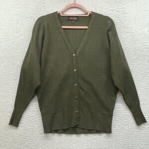 Truth By Republic Sweater Womens XS Green Ribbed Button Front Knit Cardigan